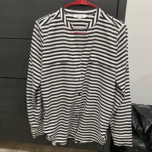 Calvin Klein Black and White Striped Blouse/Shirt